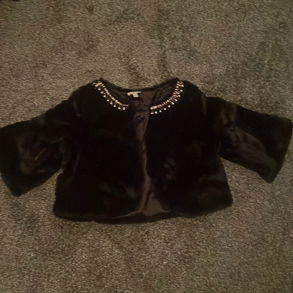 Fur Black Jewels Gold Jacket